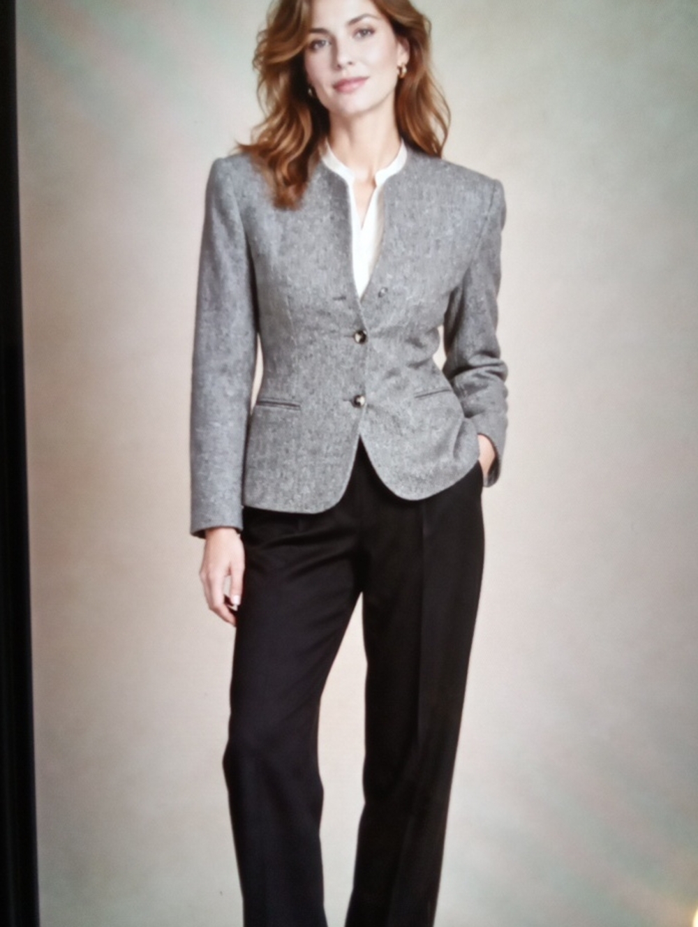 Evan-picone Vintage Wool Blend Collarless Blazer Jacket Career Quiet Luxury 12